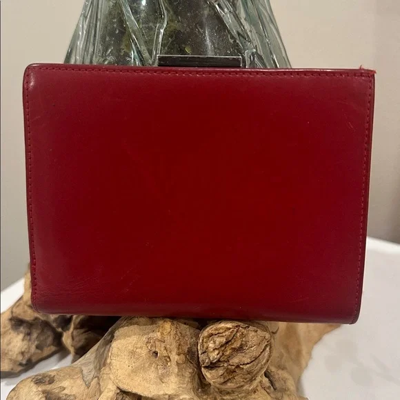 Coach Vintage Cherry Red Leather Kiss Lock Wallet - Picture 5 of 8